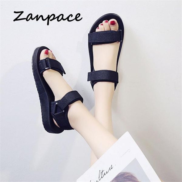 

sandals sports women summer open gladiator platform fashion soft bottom pregnant casual beach shoes woman, Black