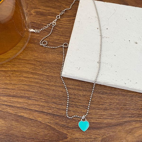 

925 pure silvey love necklace silver bead maldives blue brand clavicle chain
