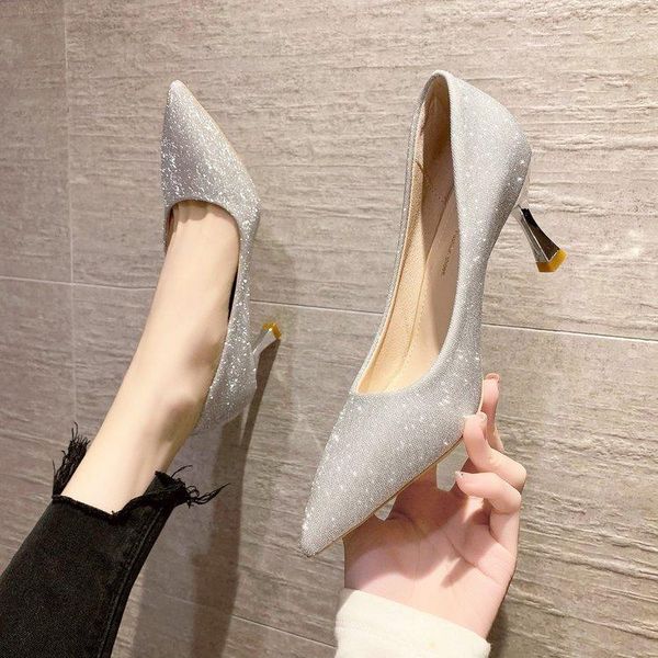 

dress shoes shallow mouth sandals stiletto heels high slides rubber cotton fabric pu thin heel sandal for women high-heel, Black