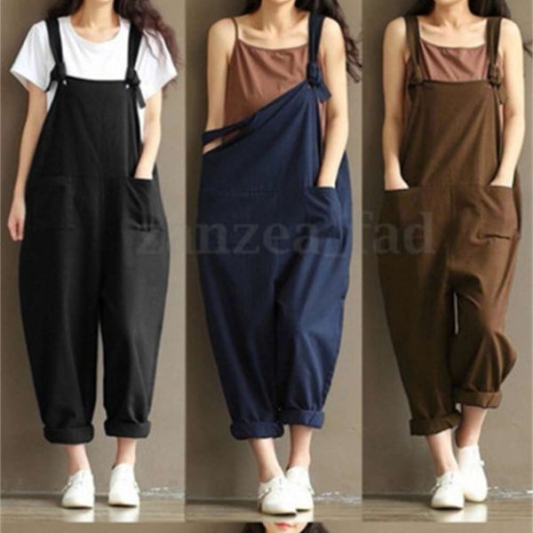 

straight large literature and art dark blue ground wool cotton strap casual pants women's 1701, Black;white