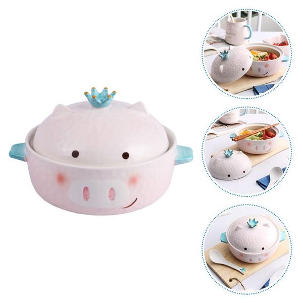 

bowls 1pc cartoon noodles bowl ceramic heat-resistant unique lidded
