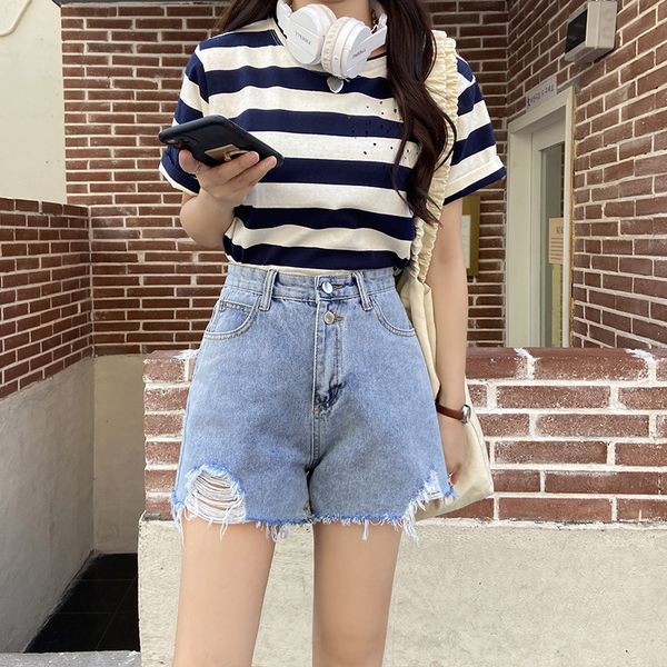

women's shorts summer 2021 new high waist skinny jeans super loose a-line wide leg pants, White;black