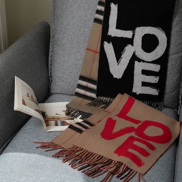 

b home jacquard camel letter scarf winter lamb wool shawl plaid scarf, Blue;gray