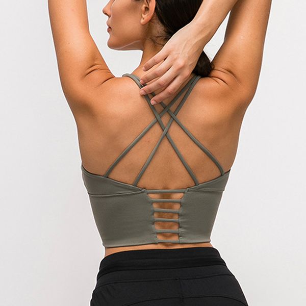 

wonder upated 2.0 shockproof cross straps yoga bar workout naked-feel padded gym running crop fitness brassiere 210510, White