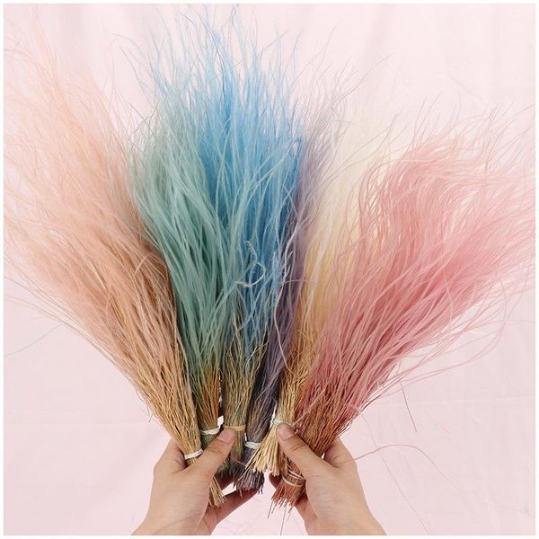 

decorative flowers & wreaths 400pcs/lot nordic style dried natural feather grass home garden decor diy wedding marriage decoration party acc