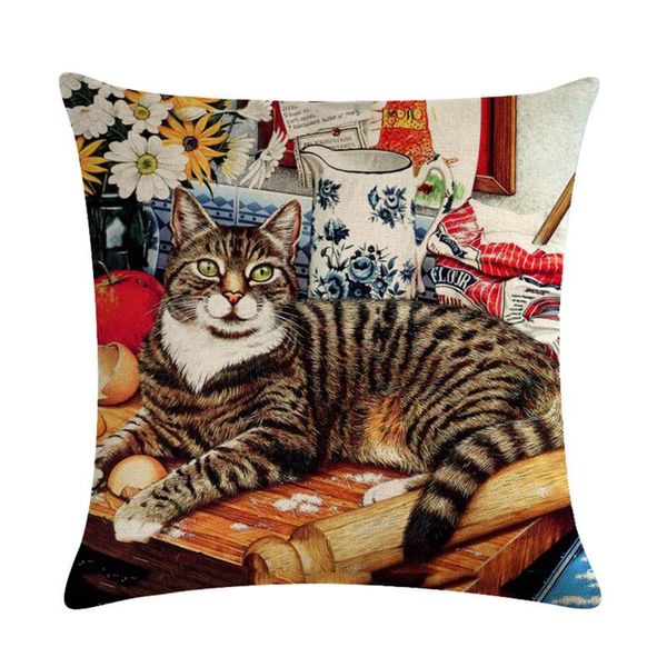 

pillow case 1pc pillowcase cute cat printing pillow-case printed encrypted fine linen cushion cover home sofa bed decoration 45x45cm