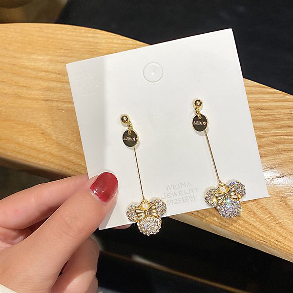 

925 silver needle mouse head earrings designed by fashion minority