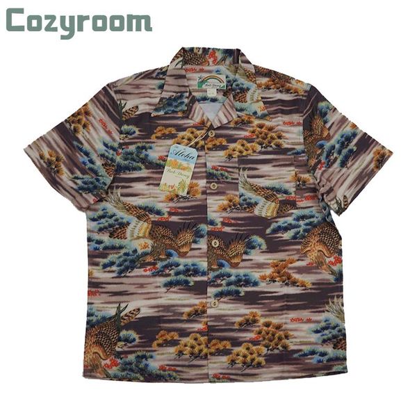 

cozyroom eagle pine tree print aloha hawaiian shirts summer vintage tee for men men's casual, White;black