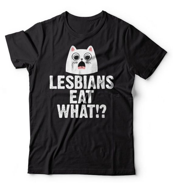 

lesbians eat what funny t shirt gay pride joke lesbian men's t-shirts, White;black