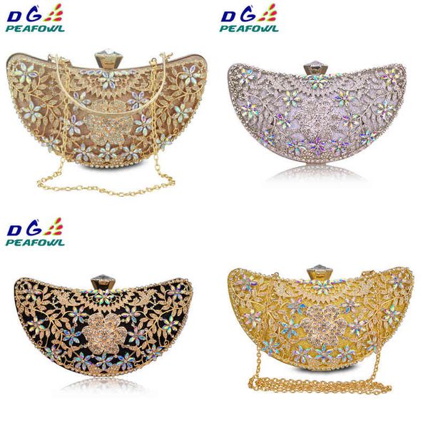 Nxy Borsa a mano Pochette di lusso Luna con paillettes Scava fuori Crystal Lady Borsa a tracolla per telefono Custodia a portafoglio Scarpe da sposa Borsa abbinata Borse da sera 0214