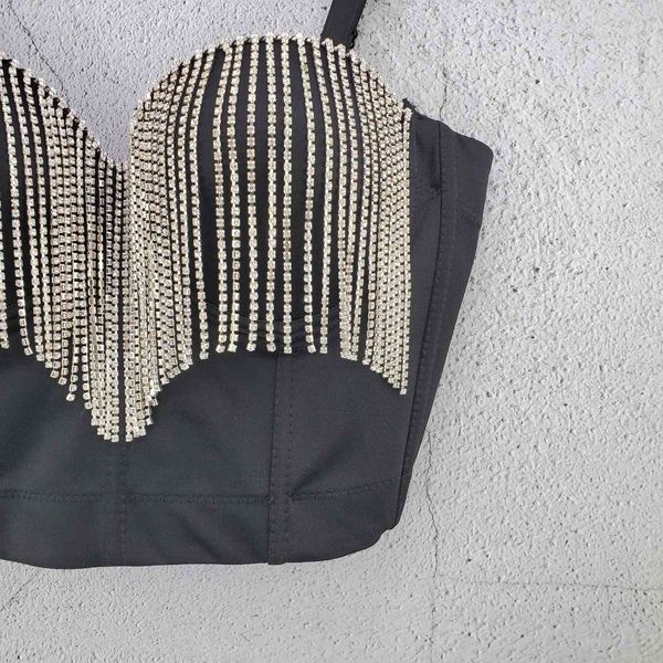 

diamond tassel chain slim fit women tanks backless camisole summer slimming fashion sleeveless short crop n283, White