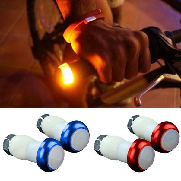 

ly 1 pair safety cycling bike turn signal handle bar end plug led red light lamp magnetic s66 lights