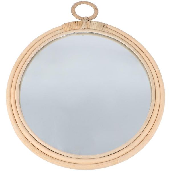 

mirrors 1pc nordic rattan woven mirror manual decorative wall mirror(khaki)