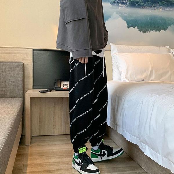 

men's pants szmxss pleated straight fashion elastic waist casual men streetwear loose trousers mens pencil m-xxl, Black