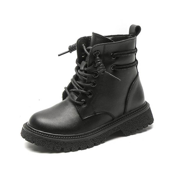 

children boots kids shoes boys girls footwear autumn winter childrens ankle boot leather b7729, Black;grey