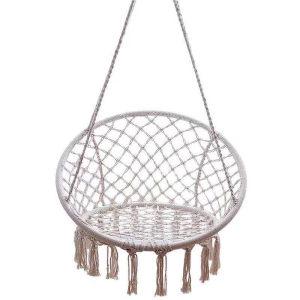 

camp furniture hanging chair nordic style indoor cotton rope woven basket tassel swing