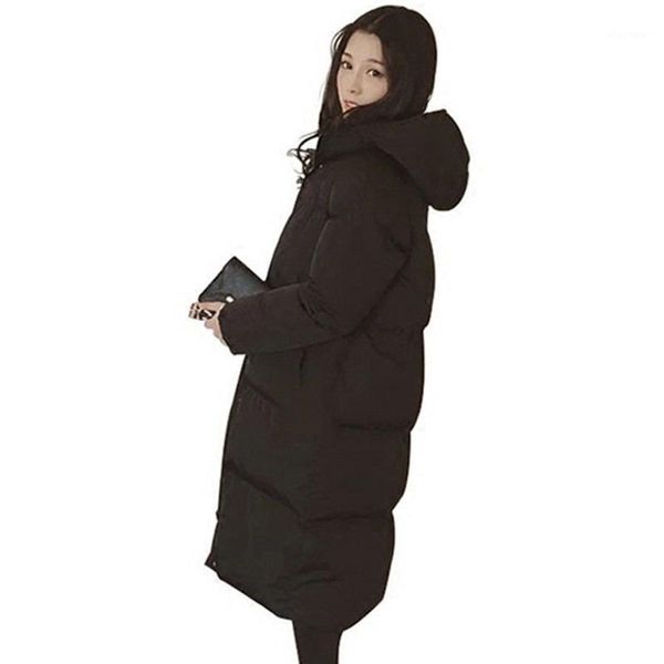 

women's down & parkas 2021 hooded ladies coat long coats parka oversize colour jacket mid-long women winter thick, Black