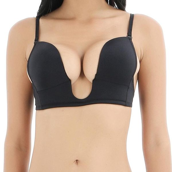 

bras unwired for women push up brassiere bralette underwear lingerie vest plunge bra u-shaped 2021 summer, Red;black