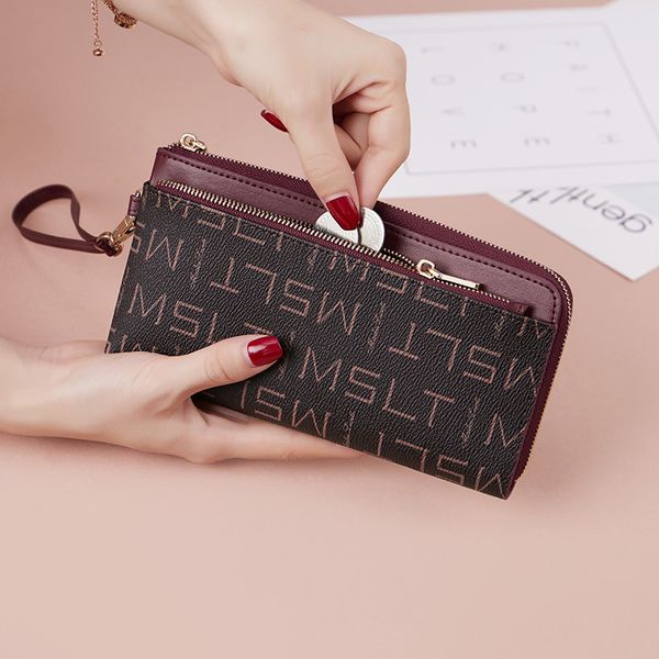 

wallet female long 2021 new fashion ladies multi-card clutch bag old flower change plug card package