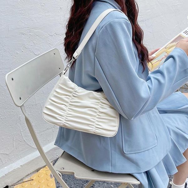 

evening bags vintage design women pleated underarm bag soft pu leather female single shoulder simple fashion ladies handbags phone pouch