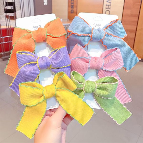 

1pc europe and united states girls sweet cotton bow ornament hair clips lady lovely barrettes hairpins female accessories, Slivery;white