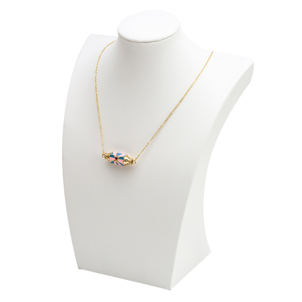 

trendy wish card 3 colors enamel pendant necklace for women irregular rhinestone jewelry metal collar couples accessories necklaces, Silver