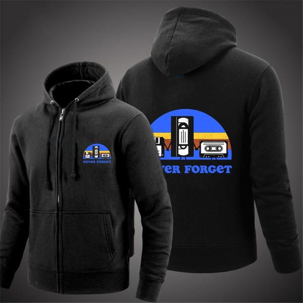 

men's hoodies & sweatshirts men spring autumn never forget sarcastic graphic music logo custom zipper jackets harajuku sweatwear coats, Black