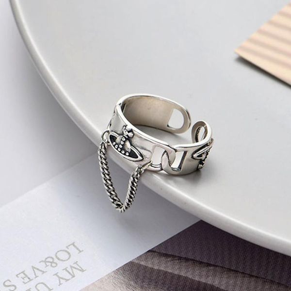

trend hip hop planet chain ring punk gothic style couple personality opening adjustable retro jewelry wholesale cluster rings, Golden;silver