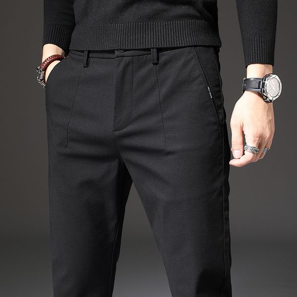 

summer 2021 men's casual pants fashion slim stretch straight cotton long, Black