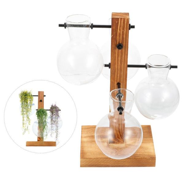 

vases deskglass vase with wood bracket hydroponics unique tabletop