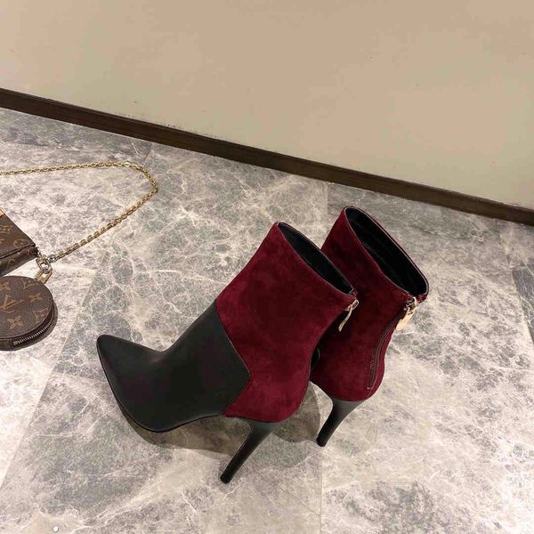 

slippers autumn winter black slim high heel women's martin comfortable socks mid-tube stretch boots 49at