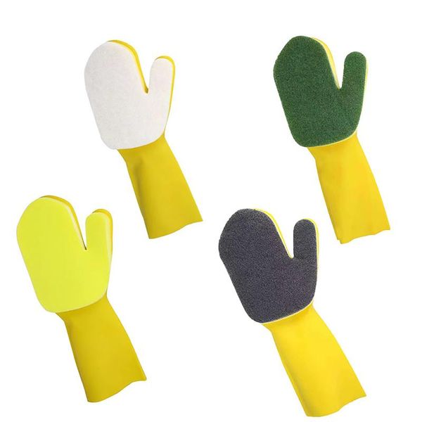 

disposable gloves 2pcs right hand latex cleaning with sponge palm pad reusable household scrubber kitchen clean tools drop