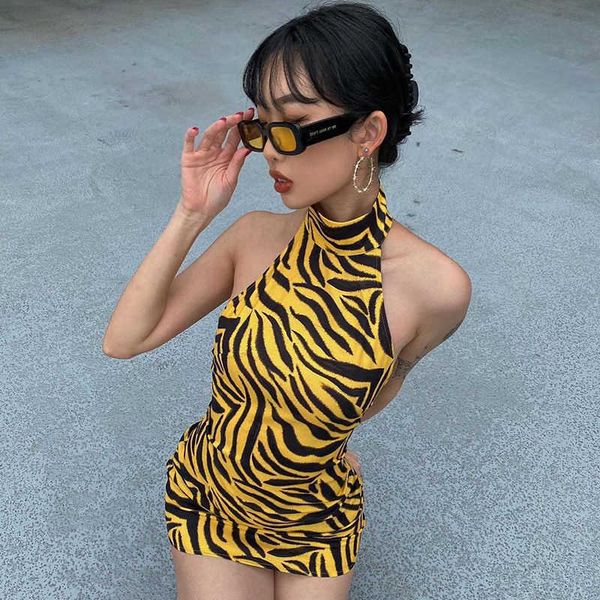 

european and american cross border women's clothing 2021 new spring fashion print sleeveless open back dress women's trade wholesa, Black;gray