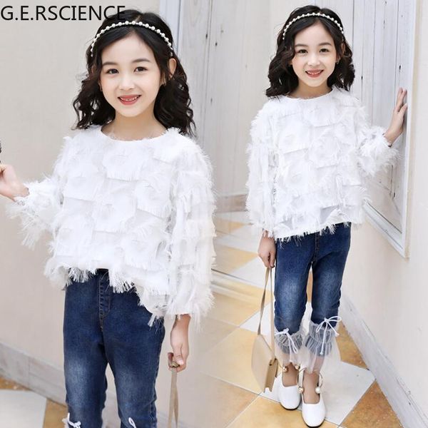 

2022 spring toddler teen girl lace blouse white childrens clothes long sleeve schoolgirl shirt, White;black