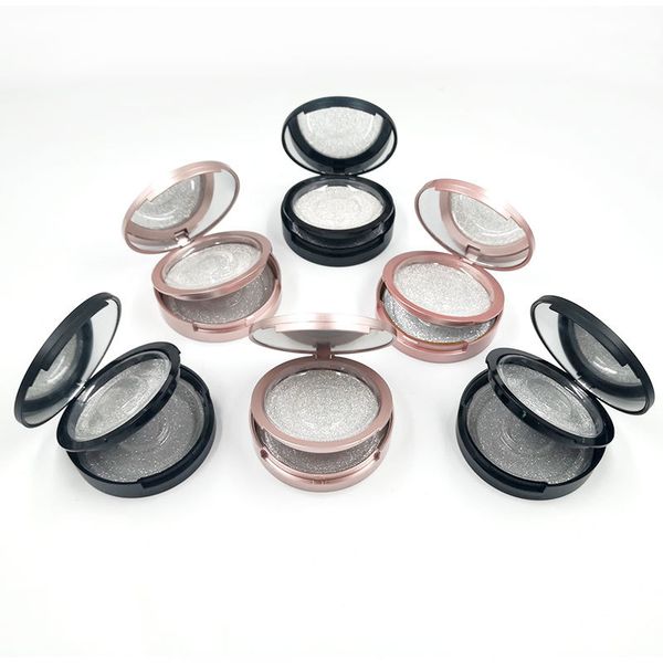 

wholesale custom logo eyelash packaging boxes 2 pairs round rose gold false eyelashes empty box 3d lashes storage case with mirror make your