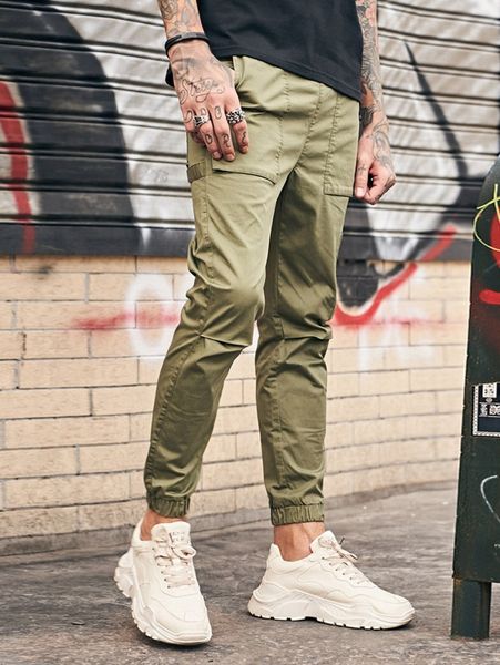 

men pocket side cargo pants 69nl#, Black