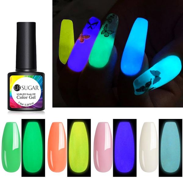 

nail gel 2021 7.5ml luminous polish glow in dark fluorescent neon uv led nails soak off varnish art tools, Red;pink