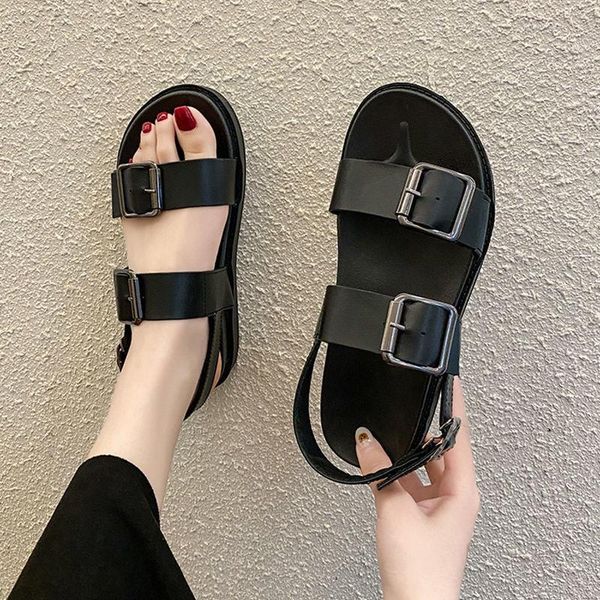 

sandals shoes women slippers women's 2021 summer soled sandales femmes sandalias, Black