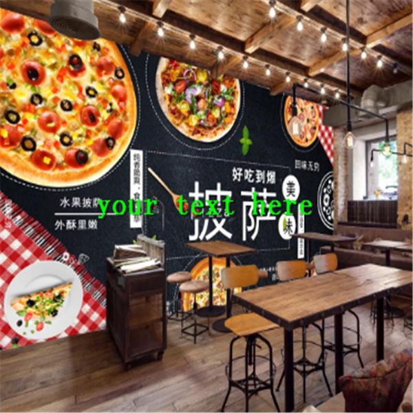 

custom pizza snack bar wall paper 3d western fast restaurant industrial decor black background mural wallpaper wallpapers