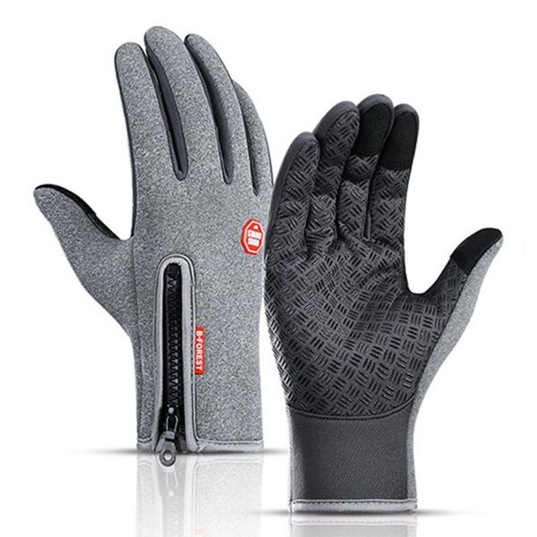 

gloves winter mittens warm men women waterproof cycling, Black