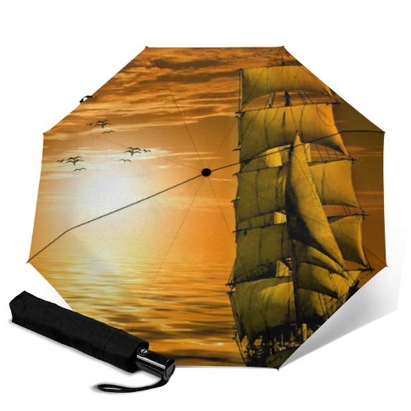 

umbrellas wind resistant fully-automatic umbrella rain women for men 3 folding parasol compact 8 ribs windproof travel business