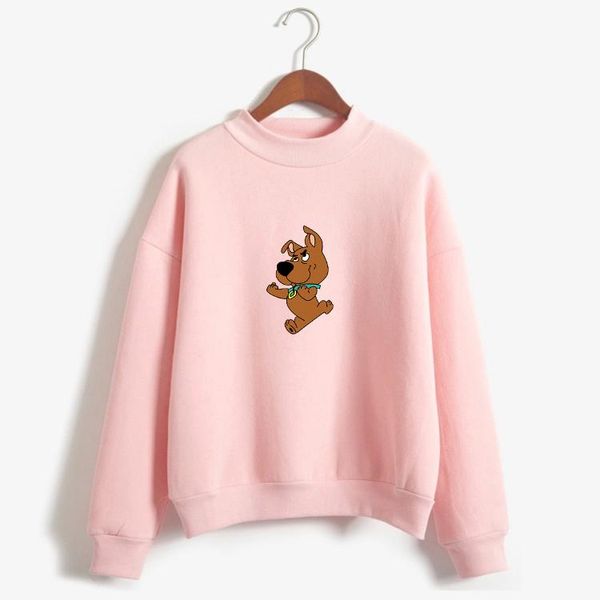 

women's hoodies & sweatshirts women kawaii cartoon dog print sweatshirt casual streetwear harajuku fleece thicken turtleneck long sleev, Black