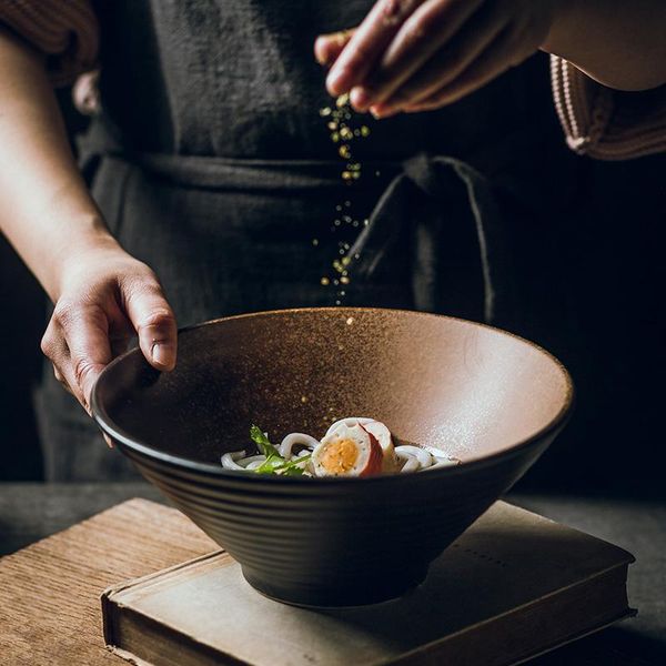 

household japanese ceramic bowl instant noodle creative tableware large soup deep bowls