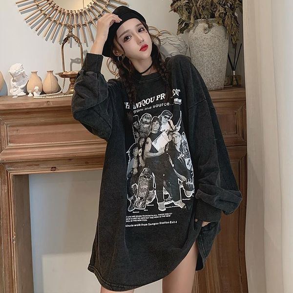 

women's hoodies & sweatshirts spot autumn clothing korean style loose migu sweater women hong kong b, Black