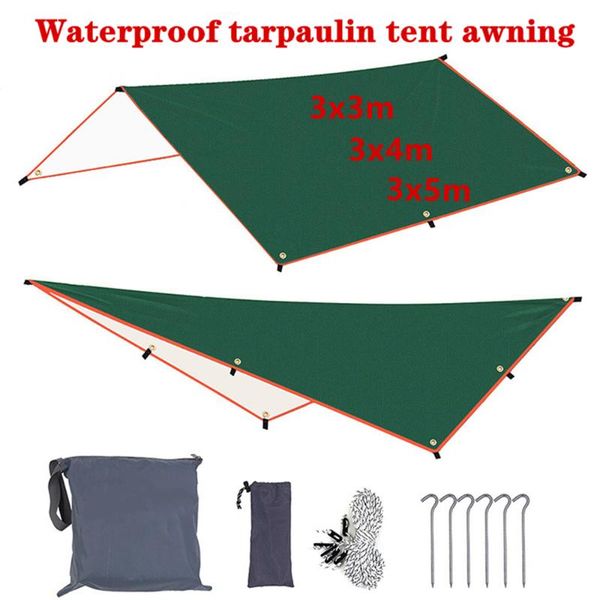 

tents and shelters 3x3m 3x4m sun awning with 6 pegs ropes waterproof car shade sunshade garden beach umbrella travel camping tent tarp