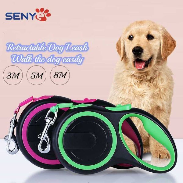 

durable retractable dog leash big walking leads automatic extending rope 8m long pet for large dogs collars & leashes