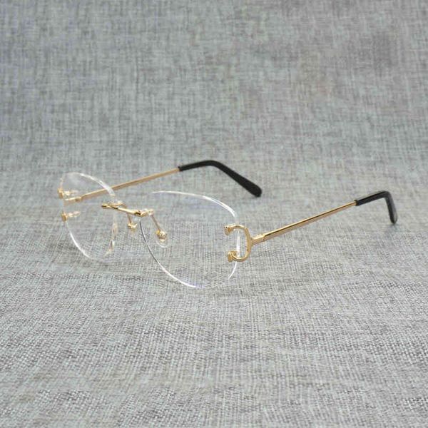 

designer sunglasses vintage rimless square clear glasses men oval wire eyeglasses optical metal frame oversize eyewear women for reading ocu, White;black