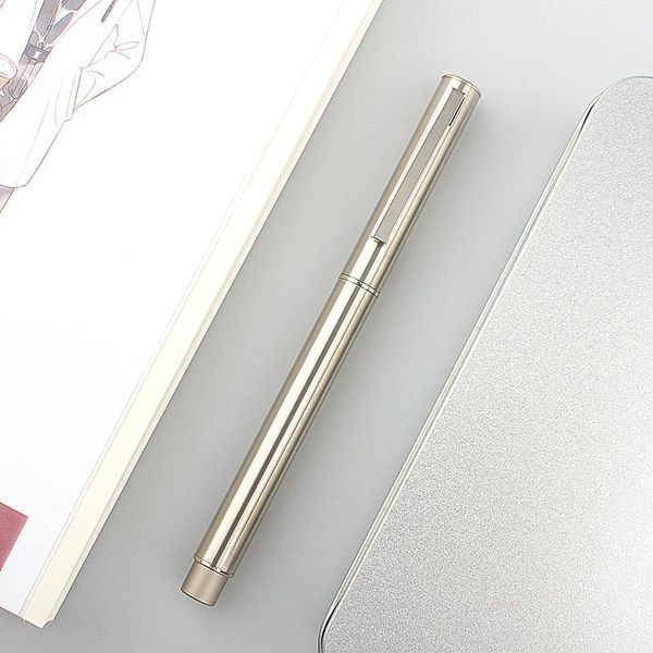 

fountain pens hongdian metal stainless steel pen fine nib 0.4mm silver excellent writing gift ink for business office home
