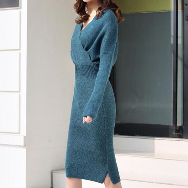 

casual dresses knitted dress fashion lace neck sweater breathable, Black;gray