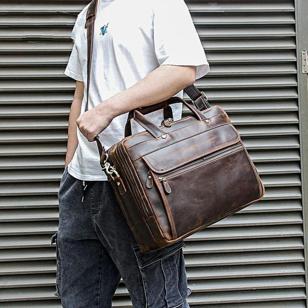 

briefcases vintage men's suitcase, pouch zipper, lap 15.6 inches